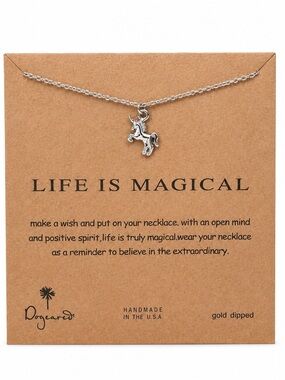 Dogeared Gold Dipped Unicorn Life Is Magical Necklace - 17” + 2” - NEW